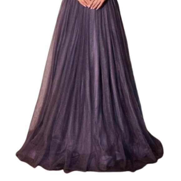 SALE NWT Ladivine CD0938 Tulle Mother of the Bride Dress Eggplant 14 - Picture 2 of 6